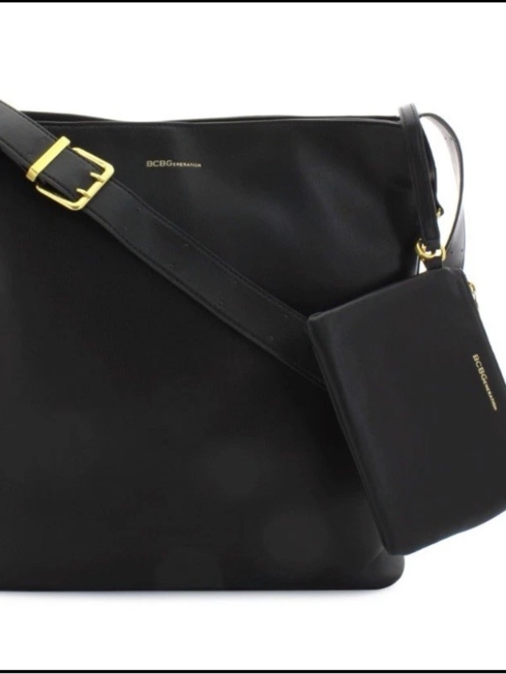 BCBGeneration Gold Studded Black Bucket Large Tote Handbag & Wristlet Brand New
